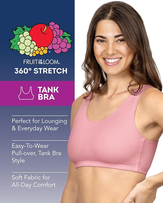 Fruit of the Loom Women's Cotton Tank Bra for Women - Ultimate Comfort & Breathable Fit