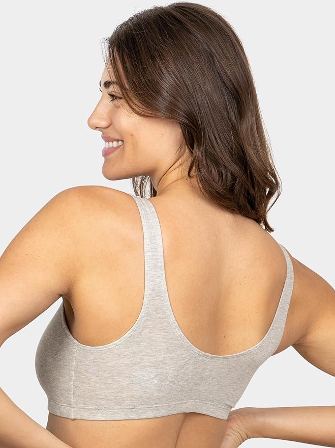 Fruit of the Loom Women's 96014PK Comfort Cotton Blend Front Close Sports Bra 2 Pack