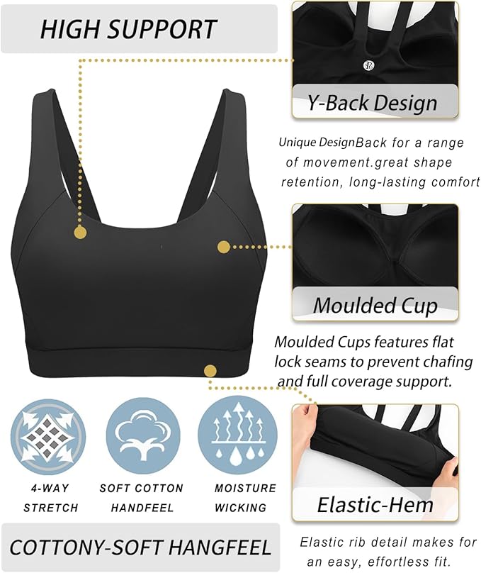 RUNNING GIRL Sports Bra for Women High Support, Molded Cup High Impact Sports Bras for Women with Sewn in Pads