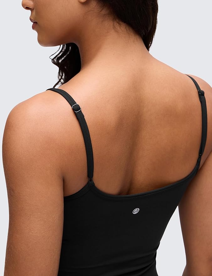 CRZ YOGA Butterluxe Double Lined Cami Tank Tops for Women - Yoga Casual Going Out Soft Scoop Neck Summer Sleeveless Shirt