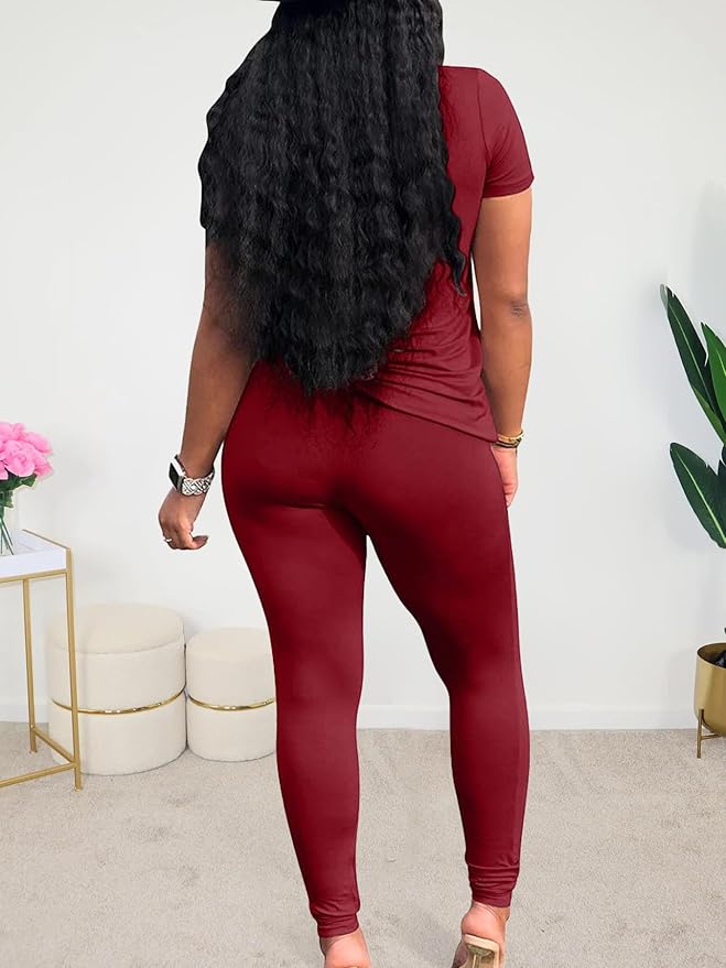 Lounge Sets for Women 2 Piece Summer Casual Jogger Workout Outfits Short Tops Long Pant Sweat suit leggings set