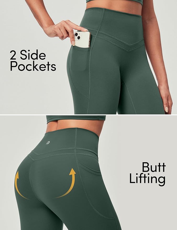 IUGA Compression Leggings with Pockets for Women Tummy Control Leggings No Front Seam Workout High Waist Yoga Pants