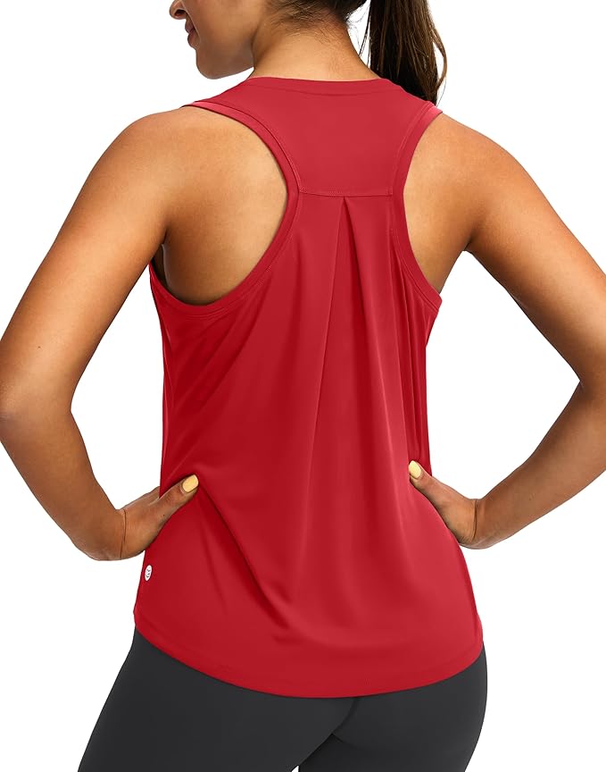 Women's Workout Tops Racerback Athletic Tank Tops Sleeveless Loose Fit Yoga Running Gym Shirts for Women