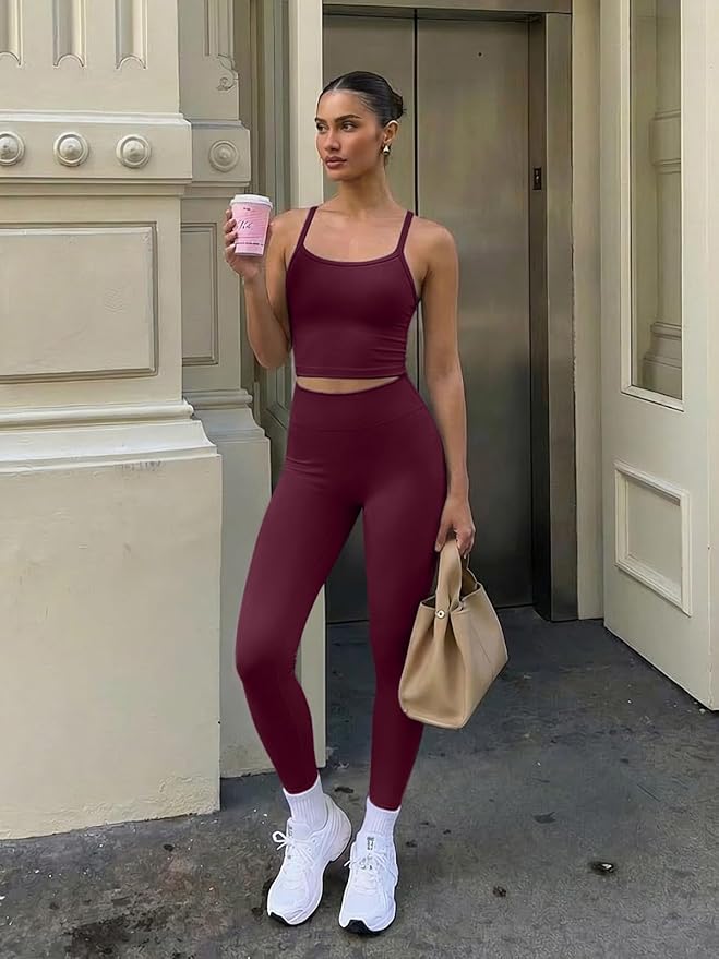 Matching Workout Sets for Women,Breathable Sport Bras & Seamless Leggings,2 Piece ActiveWear Outfits for Pilates/Gym/Athletic