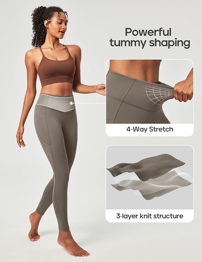 Heathyoga Compression Leggings for Women Tummy Control No Front Seam Leggings with Pockets for Women Workout Yoga Pants