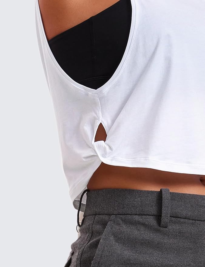 CRZ YOGA Pima Cotton Large Armhole Tank Tops for Women - Workout Sport Athletic Yoga Running Gym Loose Crop Sleeveless Shirts