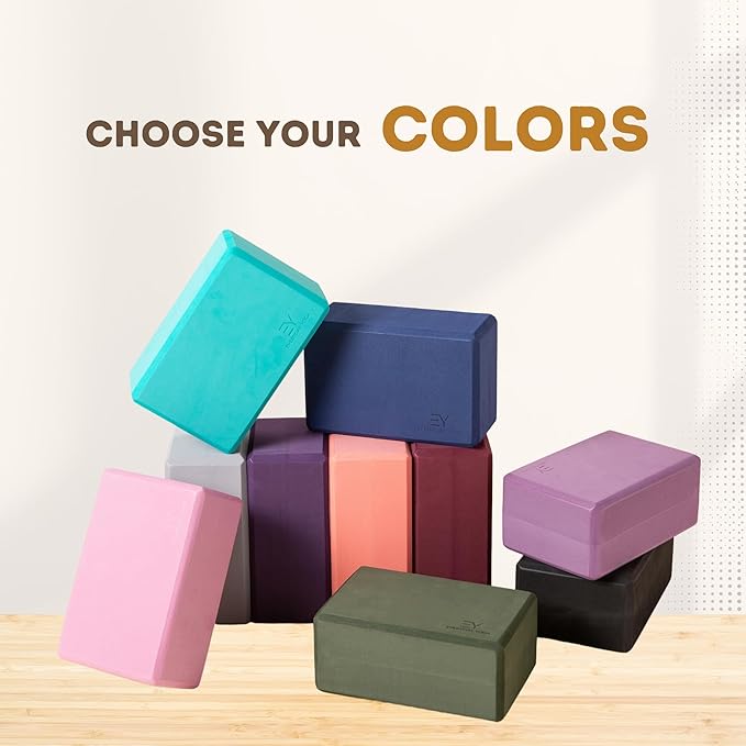 Everyday Yoga Premium Foam Block - Non-Slip High-Density Yoga Block for Balance, Stability & Stretching, EVA Foam Support, Multi Colors (Single Block)