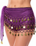 Belly Dance Hip Scarf Belly Dance Skirt 3-Layer Gold Sequins and Coins, Suitable for Yoga, Belly Dance, Performance