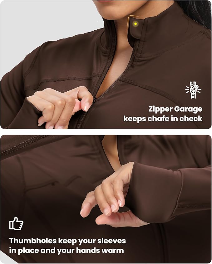 GYM RAINBOW Womens Zip Up Workout Jakcets Lightweight Slim Fit Running Athletic Jackets with Thumb Holes