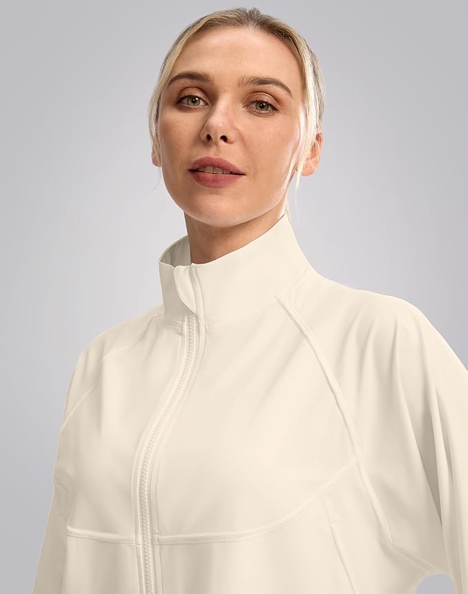 Soothfeel Women's Athletic workout Jacket Lightweight UPF 50+ Long Sleeve Sun Protection Shirts Zip Up Cropped Hiking Tops