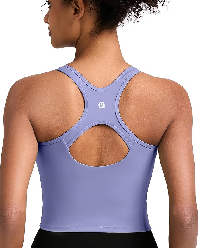 RUNNING GIRL Workout Tank Tops with Built in Bras for Women,Compression Shirt Strappy Back Athletic Yoga Tops