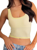Danysu Women Rib Tank Top Padded Workout Top Square Neck Crop Tank Fitted Basic Cami Tops