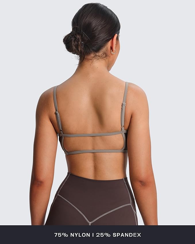 Aoxjox Women's Color Block Workout Sports Bras Fitness Lexi Lined Strappy Bra Athletic Yoga Crop Tank