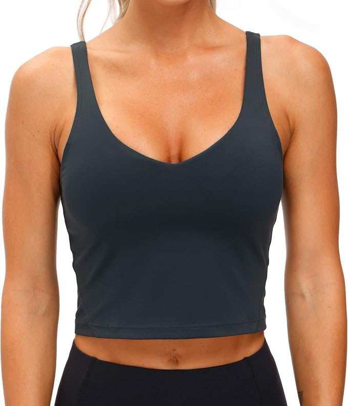 THE GYM PEOPLE Womens' Sports Bra Longline Wirefree Padded with Medium Support