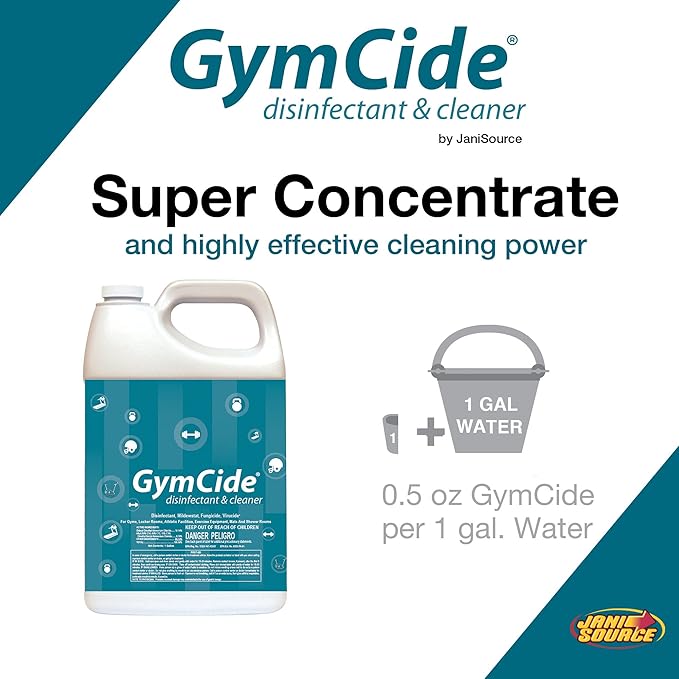 GymCide Disinfectant 1 Step Sports Equipment Concentrated Cleaner Deodorizer, Kills 99.9% of Germs and Eliminates Odors (Each)…