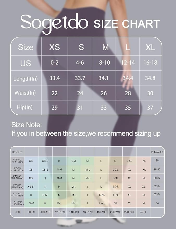 Sogetdo Yoga Leggings for Women Hidden Scrunch Butt Non See Through High Waisted No Front Seam Athletic Gym Workout Pants