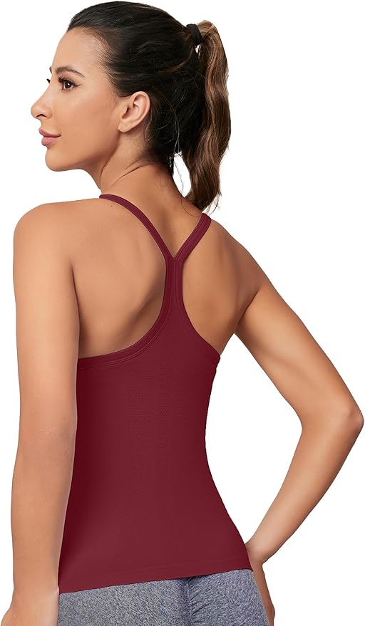 MathCat Workout Tank Tops for Women with Built in Bra, Sleeveless Gym Tops Seamless Racerback Athletic Yoga Shirts