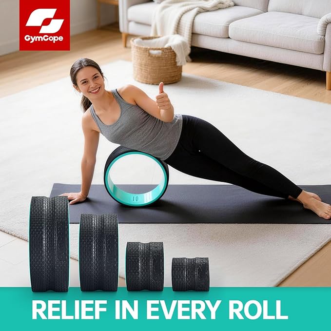 Back Wheel Foam Roller – Targeted Back & Neck Relief, Lumbar Spine Stretcher, Spinal Decompression Stretcher, Massage Roller with Density Foam for Physical Therapy, Supports 500lbs