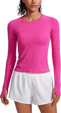 CRZ YOGA Seamless Long Sleeve Shirts for Women Waist Length - Workout Athletic Running Gym Yoga Tops Crewneck Breathable