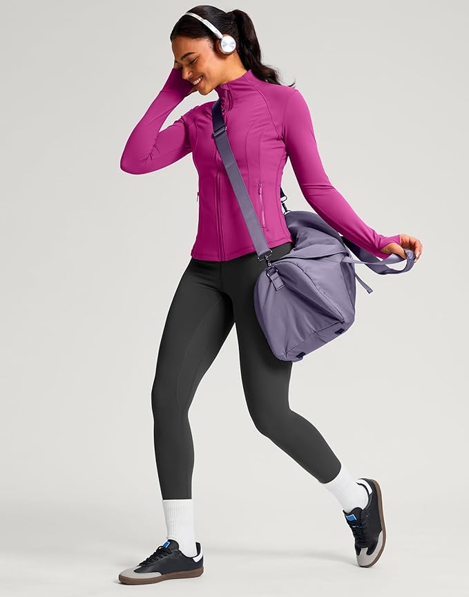 G Gradual Women's Workout Jackets Extended Waist Length Slim Full Zip 4 Pockets Athletic Jacket Spring Running Yoga Clothes