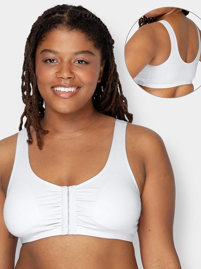 Fruit of the Loom Women's 96014PK Comfort Cotton Blend Front Close Sports Bra 2 Pack