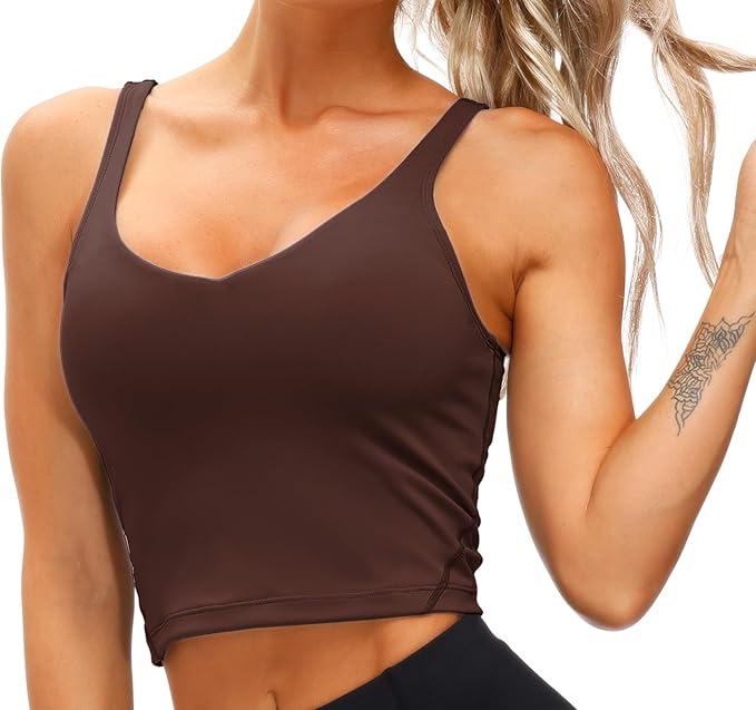 THE GYM PEOPLE Womens' Sports Bra Longline Wirefree Padded with Medium Support