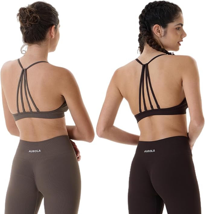 AUROLA Mercury Workout Sports Bras Women Athletic Removable Padded Backless Strapy Minimal Crop Top