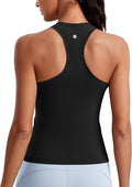 CRZ YOGA Seamless Workout Tank Tops for Women - Athletic Running Gym Sleeveless Shirts Crewneck Racerback Breathable