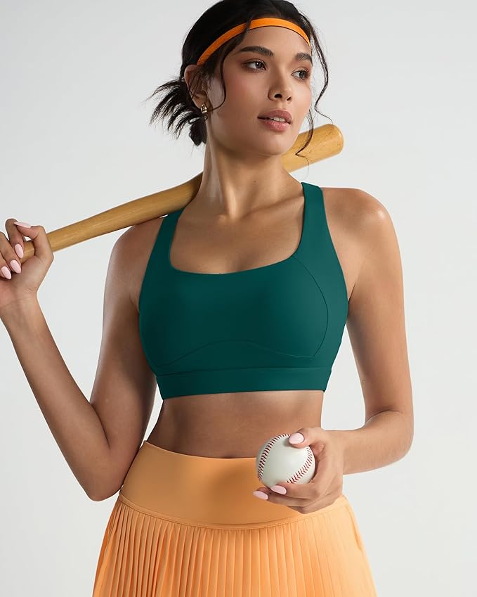 RUNNING GIRL Sports Bras for Women High Support,Racerback High Impact Grey Sports Bra Moulded Cup Workout Bra Push up