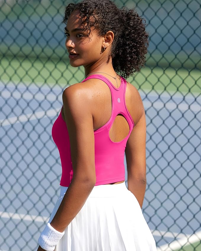 RUNNING GIRL Workout Tank Tops with Built in Bras for Women,Compression Shirt Strappy Back Athletic Yoga Tops