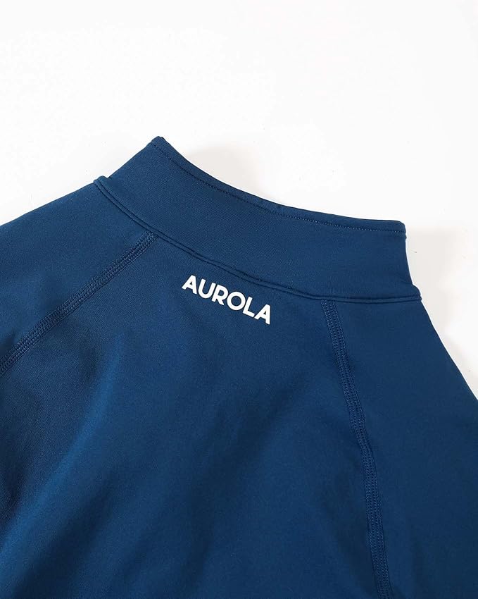 AUROLA Influence Workout Jacket for Women, Half Zip Cropped Slim Fit Long Sleeve Yoga Jackets Athletic Top with Thumb Holes