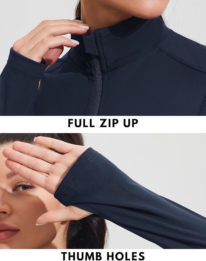 PINSPARK Women's Athletic Jackets Slim Fit Workout Jacket Full Zip Up Running Gym Yoga Sports Tops with Pockets