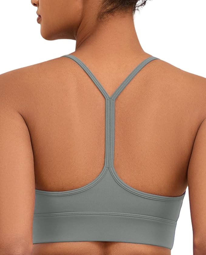 Womens Y-Back Sports Bra, Weightless Padded Yoga Bra, Spaghetti Strap Low Impact Gym Top for Workout & Daily Wear