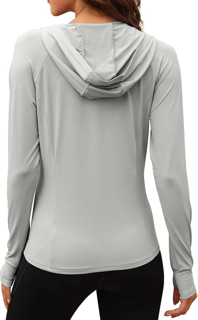 We1Fit Women's UPF 50+ Sun Protection Jacket Hoodie Sun Shirts Hiking Running Athletic Shirt
