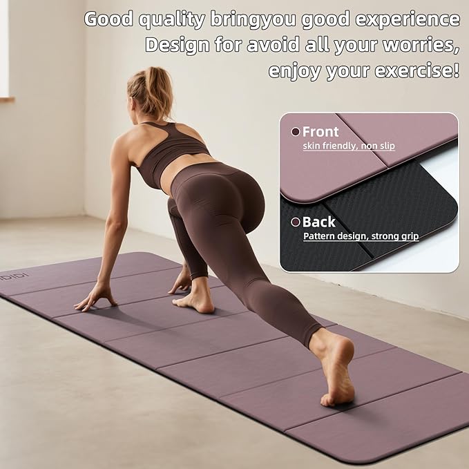 Foldable Yoga Mat Extra Thick 0.32 Inches-SGS Certified POE Material Exercise Mat, Non-Slip Design Fitness Mats, Multi-Purpose Workout Mats For Studio or Home Use