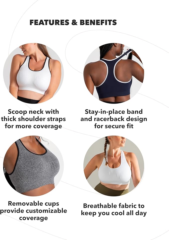 SHAPERMINT Sports Bras for Women - Workout Bras for Women, Plus Size Sports Bra, Workout Tops for Women High Support