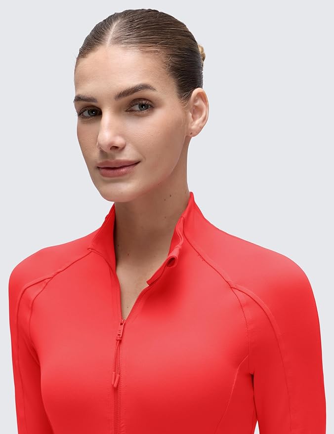 CRZ YOGA Butterluxe Waist Length Jackets for Women - Full Zip Athletic Track Tops with Thumb Holes Pockets