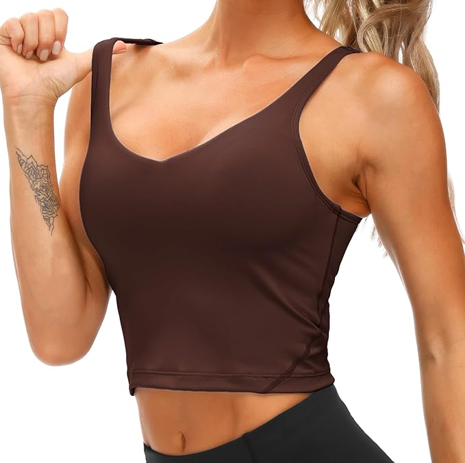 THE GYM PEOPLE Womens' Sports Bra Longline Wirefree Padded with Medium Support