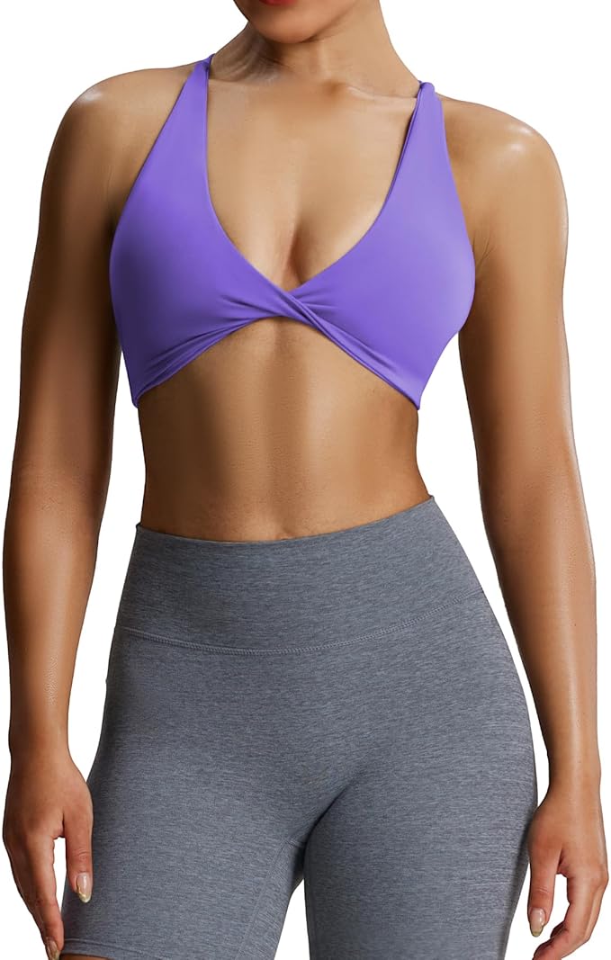 Aoxjox Women's Workout Sports Bras Fitness Metamorph Sienna Twist Bra Yoga Crop Tank