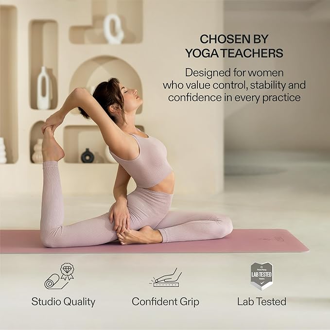 Premium Yoga Mat – Sweat-Activated Non-Slip PU Grip I Natural Rubber Base I 4mm for Yoga, Pilates & Workouts