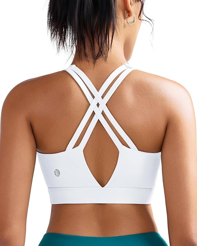 RUNNING GIRL Sports Bra for Women High Support, Molded Cup High Impact Sports Bras with Sewn in Pads Strappy Running Bra