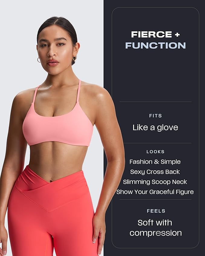 Aoxjox Women's Workout Sports Bras Fitness Trinity Ivy Low Impact Bra Yoga Crop Tank