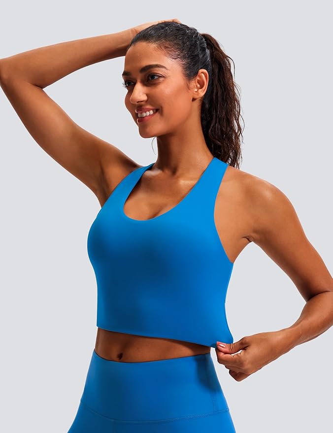 Sports Bras for Women Criss-Cross Back Padded Workout Tank Tops Medium Support Crop Tops for Women