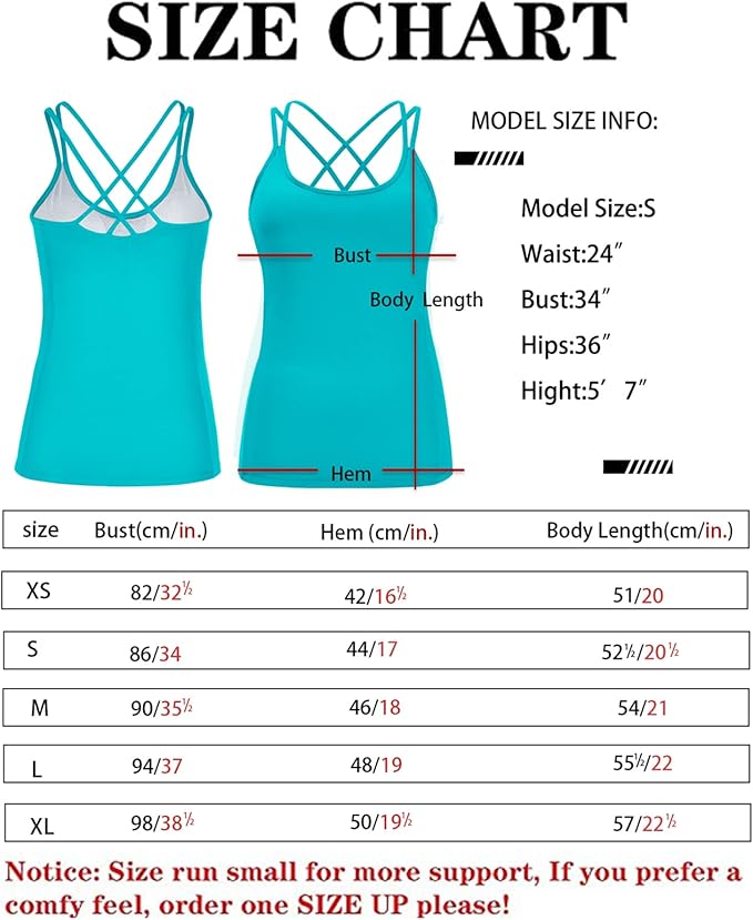 RUNNING GIRL Yoga Tank Tops for Women Built in Shelf Bra B/C Cups Strappy Back Activewear Workout Compression Tops