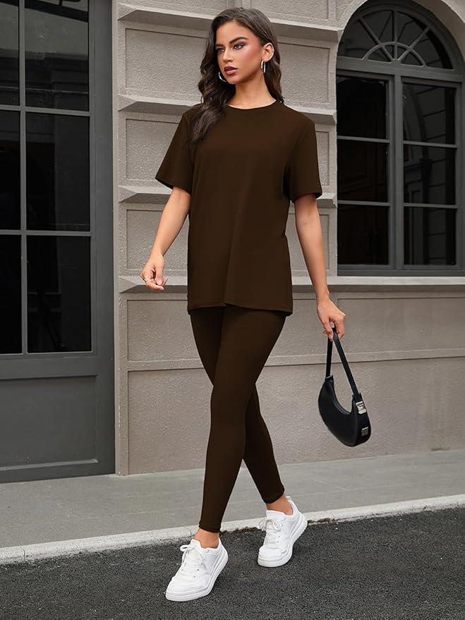ZFLM casual sportswear 3-piece set high waist tight pants yoga pants short sleeved round neck yoga set