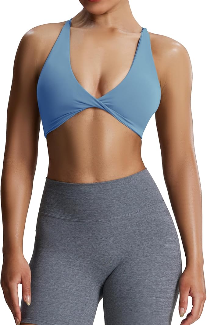 Aoxjox Women's Workout Sports Bras Fitness Metamorph Sienna Twist Bra Yoga Crop Tank