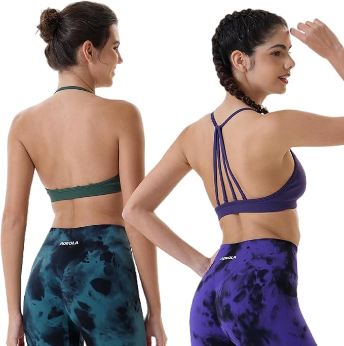 AUROLA Mercury Workout Sports Bras Women Athletic Removable Padded Backless Strapy Minimal Crop Top