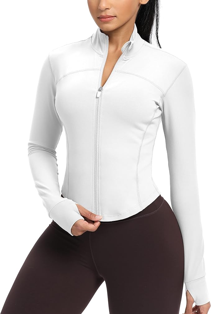GYM RAINBOW Womens Zip Up Workout Jakcets Lightweight Slim Fit Running Athletic Jackets with Thumb Holes