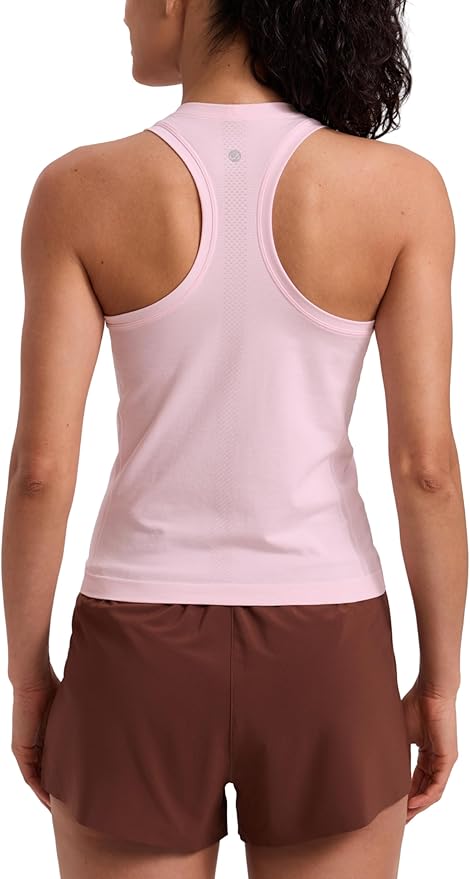 CRZ YOGA Seamless Workout Tank Tops for Women - Athletic Running Gym Sleeveless Shirts Crewneck Racerback Breathable