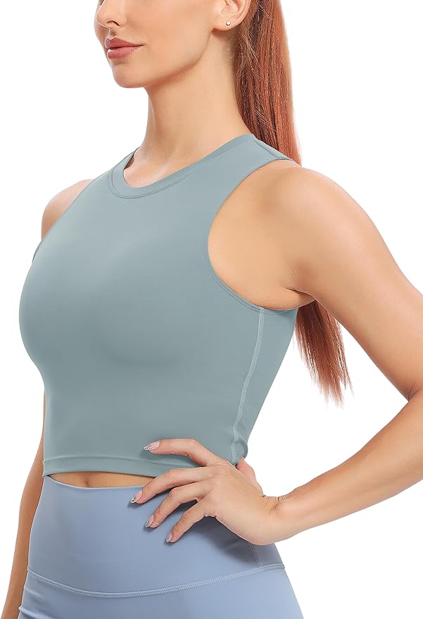 Natural Feelings Nudi Sports Bras for Women Removable Padded Yoga Tank Tops Sleeveless Fitness Workout Crop Tops